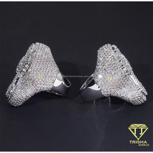 Pendientes de Plata de Ley 925 de Primera Calidad con Diamantes Cultivados en Laboratorio, Estilo Iced Out, para Compradores Mayoristas de Joyería de Lujo - Product Image 2