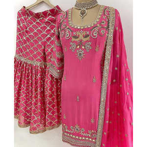 จั๊มสูทปาร์ตี้สุดสวยพร้อมเสื้อสวยและ dupatta ดีไซน์หรูหรา Sharara สำหรับโอกาสพิเศษ - Product Image 1