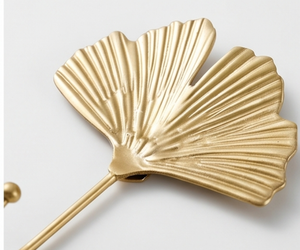 Handmade Ginkgo leaf Design Brass Wall <b>Hooks</b> <b>With</b> Vintage Design Perfect For Home Decor And Elegant Storage Solutions - Product Image 2