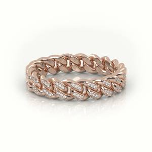 Anillo de Eslabones Cubanos Ced, Oro 18k y Plata, Estilo Hip Hop, Unisex, Anillo de Declaración, Joyería Minimalista para Uso Diario, Idea de Regalo, Diamantes IGI - Product Image 4