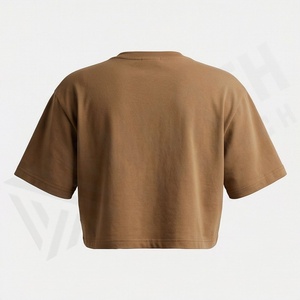 เสื้อยืดครอปท็อปผ้าฝ้ายสีพื้นสำหรับผู้หญิง สวมใส่สบายๆ เหมาะสำหรับออกกำลังกาย โยคะ แฟชั่นลำลอง แขนสั้น ทรงโอเวอร์ไซส์ สำหรับฤดูร้อน - Product Image 2