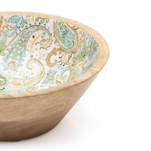 Bol en bois émaillé à motif floral Paisley, décoratif, pour servir salades et fruits, vaisselle de cuisine, fournisseur en gros - Product Image 4