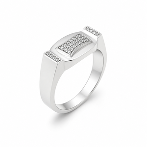 Bague pour homme en argent sterling 925, avec grappe de diamants incurvée, finition polie, design géométrique moderne, pour mariage, fête, usage quotidien, bijoux fins, cadeau - Product Image 3