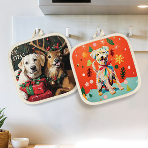 Ensemble de cuisine promotionnel personnalisable pour entreprises : Gant de four et support de casserole vierges en coton et lin pour sublimation - Product Image 6