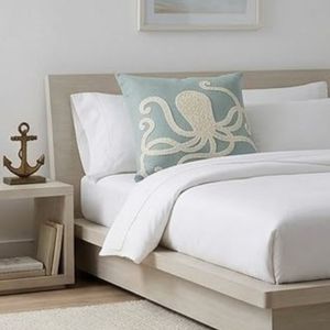Hot Sale Square Embroidered Octopus <b>Throw</b> Pillow in Light Blue with <b>White</b> Marine Design Mediterranean Style Decorative Cushion - Product Image 4