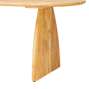 Table de salle à manger pliante en bois de manguier européen, forme ovale, finition naturelle, pieds courbés, durable, style industriel moderne pour la maison et la cuisine - Product Image 5