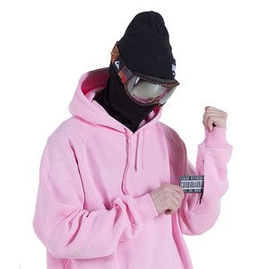 Sweat-shirt rose uni personnalisé surdimensionné à capuche longue en molleton de coton épais pour homme – Collection Hiver Streetwear - Product Image 4