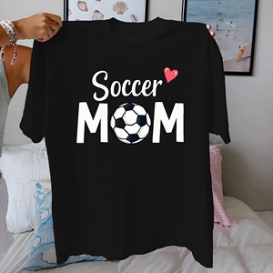 Camiseta de fútbol MOM con diseño de corazón de algodón puro para mujer, ajuste cómodo - Product Image 3