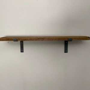 Sleek Light Oak Floating Shelf Concealed Hardware Mount Living Room Art Display Ledge Minimalist <b>Book</b> Storage - Product Image 2
