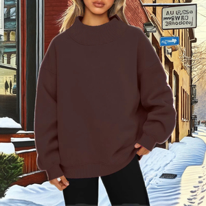 เสื้อฮู้ดดี้คอกลมไซส์ใหญ่สำหรับผู้หญิง ขายส่ง เสื้อสเวตเชิ้ตแขนยาวทรงโอเวอร์ไซส์ ผ้าฝ้าย 100% ซักแล้ว สีพื้น - Product Image 3