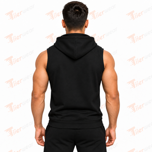 Camiseta sin Mangas con Capucha para Hombre, Estampado Negro y Naranja, Transpirable, Deportiva, para Fitness y Entrenamiento, Corte Regular, Ropa de Otoño, Sudadera con Capucha para Hombre - Product Image 4