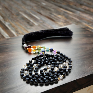 Spinelle noir spirituel 108 perles Mala noué soie gland collier Yoga bijoux Piedras Naturales guérison cristal pierre - Product Image 1