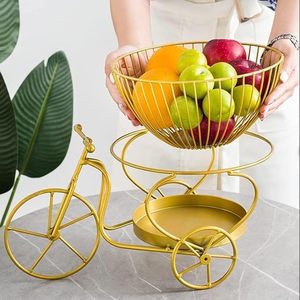 Vintage Bicycle-Shaped Wire Storage <b>Basket</b> – Round Fruit <b>Basket</b> for Kitchen & Dining Table Organizer - Product Image 4