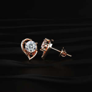 2 TCW Round Moissanite Open Heart Stud <b>Earrings</b> 14K Gold Heart Frame Diamond Studs VVS Moissanite 925 <b>Silver</b> Anniversary Gift - Product Image 4