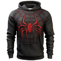 Sweat à capuche avec logo Spiderman imprimé, motif araignée, design surdimensionné, en coton molletonné respirant, blanc, avec poches avant