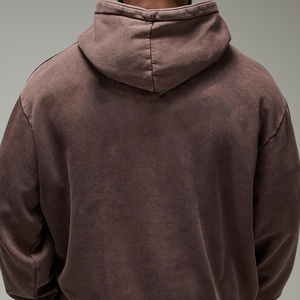 Sweat à capuche oversize de luxe en coton 100 % lourd, personnalisé OEM, pour homme, coupe courte et carrée, effet délavé à l'acide - Product Image 3