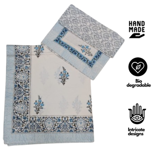 Hand Block Printed 100% Cotton Cooling Wedding Bed <b>Sheet</b> <b>Set</b> 2 <b>Pillowcases</b> 200TC Breathable Eco-Friendly 3 Pcs - Product Image 2