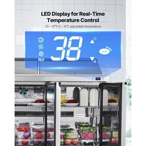 Réfrigérateur commercial de cuisine de 72 pouces, 18,7 pieds cubes Réfrigérateur de préparation alimentaire Mega Top de 30 bacs, planche à découper en acier inoxydable, préparation de salades - Product Image 5