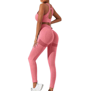 Ensemble de yoga pour femmes, tenue de sport à séchage rapide, soutien-gorge de sport et leggings, vêtements de fitness, vêtements d'entraînement sans couture - Product Image 4