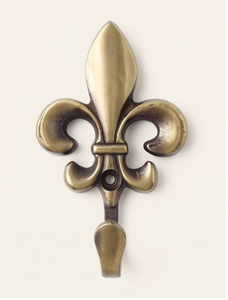 Antique Bronze Fleur De Lis Design Wall Metal <b>Hook</b> Durable Elegant Finished For Clothing Display - Product Image 1