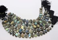 Perles fantaisie facettées en forme de D en labradorite naturelle, perles de pierres précieuses labradorite à reflets bleus, perles fantaisie de forme rare, perles de labradorite