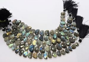 Perles fantaisie facettées en forme de D en labradorite naturelle, perles de pierres précieuses labradorite à reflets bleus, perles fantaisie de forme rare, perles de labradorite - Product Image 4