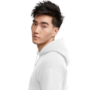 Sudadera con capucha blanca lisa para hombre, estilo casual, con bolsillo frontal - Product Image 4