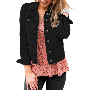 Chaqueta Vaquera para Mujer, Estilo Vintage, Corte Holgado, Color Sólido, Mangas Largas, Ropa Exterior Informal a la Moda - Product Image 3