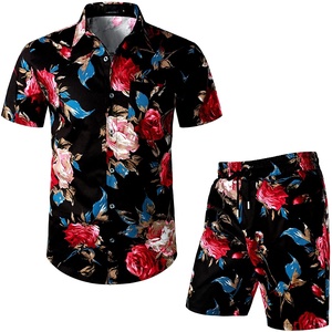 กางเกงขาสั้นผ้าคอตตอนของผู้ชาย,เสื้อแขนสั้นมีกระดุมครึ่งแขนสำหรับฤดูร้อนพิมพ์ลายฮาวายใหม่ปี2022 - Product Image 1