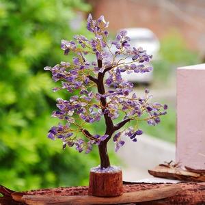 Venta al por mayor de cristales de piedra natural artesanías de ágata curativa, virutas de amatista, árbol de piedras preciosas de ágata, árbol de amatista a granel a la venta - Product Image 1