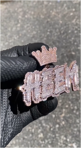 Pendentif personnalisé en moissanite VVS avec initiale, style hip-hop, serti de diamants ronds, en argent 925, bijoux fins - Product Image 3