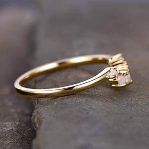 Anillo de Ópalo Natural Certificado por IGI, Plata de Ley 925, Chapado en Oro de 14K, Piedra de Nacimiento de Octubre, Conjunto de Anillos de Boda para Mujer, Regalo - Product Image 3