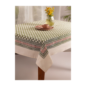Nappe blanche à franges en coton texturé avec motif floral, taille personnalisée, nombre de fils élevé, pour événements en Inde, usage mondial - Product Image 5