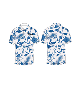 เสื้อโปโลผู้ชายสีน้ำเงินลายทรอปิคอล แขนสั้น สวมใส่สบาย เหมาะสำหรับฤดูร้อน เล่นกอล์ฟ น้ำหนักเบา มีปก แฟชั่น - Product Image 1