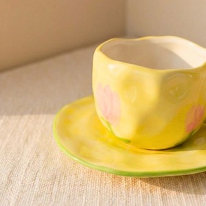 แก้วเซรามิกทำมือลายน่ารักสีเขียวพร้อมถาดสำหรับดื่มน้ำชายามบ่าย - Product Image 6