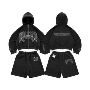 Ensemble 2 pièces personnalisé avec logo, effet délavé, pour femme : sweat à capuche, veste courte et mini-jupe – Collection 2026 - Product Image 4