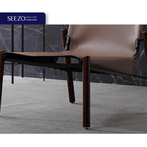 Nouveau <span class=keywords><strong>design</strong></span> chaises modernes en cuir chocolat métal <span class=keywords><strong>bois</strong></span> extérieur artificiel intérieur Relax <span class=keywords><strong>chaise</strong></span> longue pour hôtel - Product Image 2