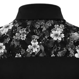 Haut de sport pour femme noir personnalisé par le fabricant, à quart de zip, avec empiècement floral sur la manche, à manches longues, pour l'entraînement et le sport - Product Image 6