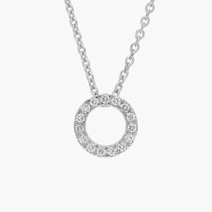 Diamond Circle Pendant <b>Necklace</b> with 0.1 CTW Round Cut Lab-Grown Diamonds in Yellow Gold - Product Image 1