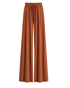 Custom Rust Wide Leg Pants Women Casual High Waist <b>Drawstring</b> <b>Trousers</b> Loose Fit Straight Pants Comfortable Lounge Wear Fashion - Product Image 1