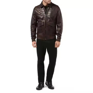 Blouson universitaire vintage pour homme en cuir véritable, modèle 2026, design personnalisé, col montant, logo frontal, respirant, prix avantageux - Product Image 3