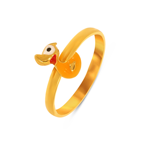 Bague en or pour enfant motif canard joyeux, bague en or plaqué or pour filles et femmes, bijou fantaisie animalier Kawaii, cadeau pour elle - Product Image 1