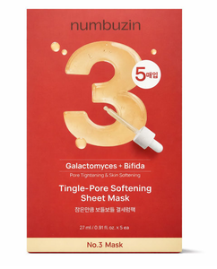 Masque en tissu adoucissant les pores Numbuzin No.3 Tingle-Pore (5 unités) - Soins de la peau coréens - Masques en tissu adoucissants les pores - Soins du visage - Product Image 1