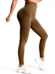 Leggings de Yoga para Mujer, Cintura Alta, Color Gris Sólido, con Efecto Push-Up, Cintura Elástica, Elásticos en Cuatro Direcciones, Sin Costuras - Product Image 6