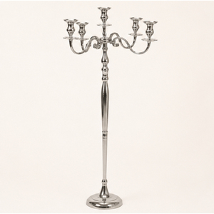 Wholesale Classic <b>Tall</b> Floor Standing 5 Arm Silver Metal Candelabra Centerpiece for Wedding Party And Hotel <b>Table</b> Decoration - Product Image 3