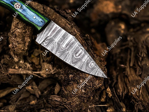 มีดเดินป่าเหล็กดามัสกัสแบบขายส่ง OEM ODM ผลิตตามสั่ง ด้ามไม้ทรงหยดน้ำ คมกริบ พร้อมปลอกมีด - Product Image 2