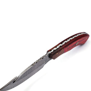 Cuchillo de caza de acero de Damasco con punta de gota y mango de madera, cuchillo fijo para exteriores tipo Skinner - Product Image 2