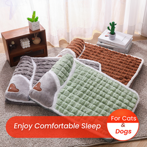 ที่นอนสัตว์เลี้ยงสำหรับฤดูหนาว ผ้ากำมะหยี่นุ่มสบาย พร้อมหมอนข้างหนุน ที่นอนหนานุ่มสำหรับลูกสุนัขและลูกแมว พร้อมแผ่นกันลื่น - Product Image 3
