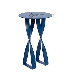 Modern Blue Iron Metal <b>Stool</b> with Twisted Legs Round Top Contemporary Designer Bar <b>Stool</b> Industrial Seating for Home Cafe - Product Image 1