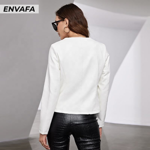 Chaquetas de Cuero para Mujer, Chaqueta de Cuero Personalizada con Botones al Frente, Chaqueta de Cuero de Cordero, Chaqueta de Cuero de Manga Larga para Mujer - Product Image 6